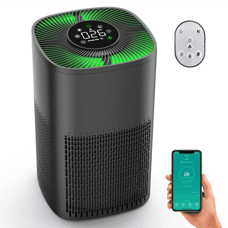 PM2.5 디스플레이와 LED 삼색 조명으로 스마트 공기 정화기